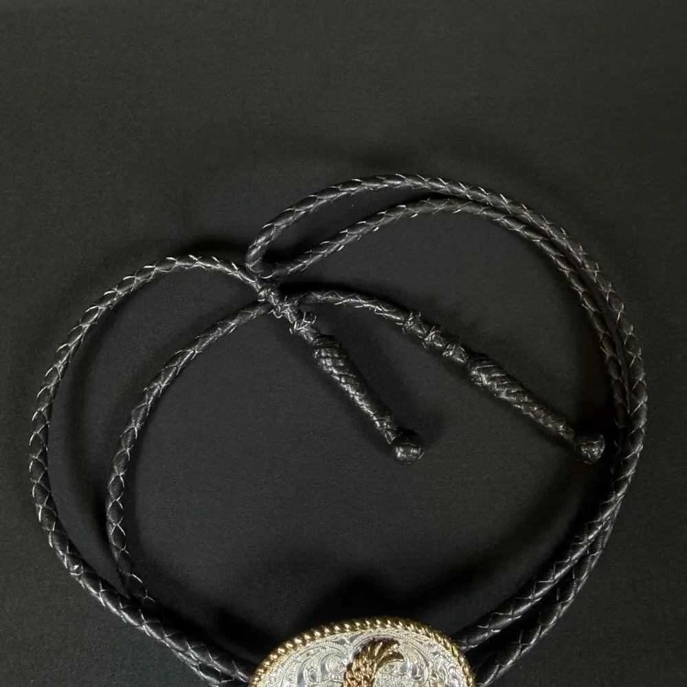 Crumrine Inc Eagle Bolo Tie Longhorn Concho Set Silver Gold Tone Western